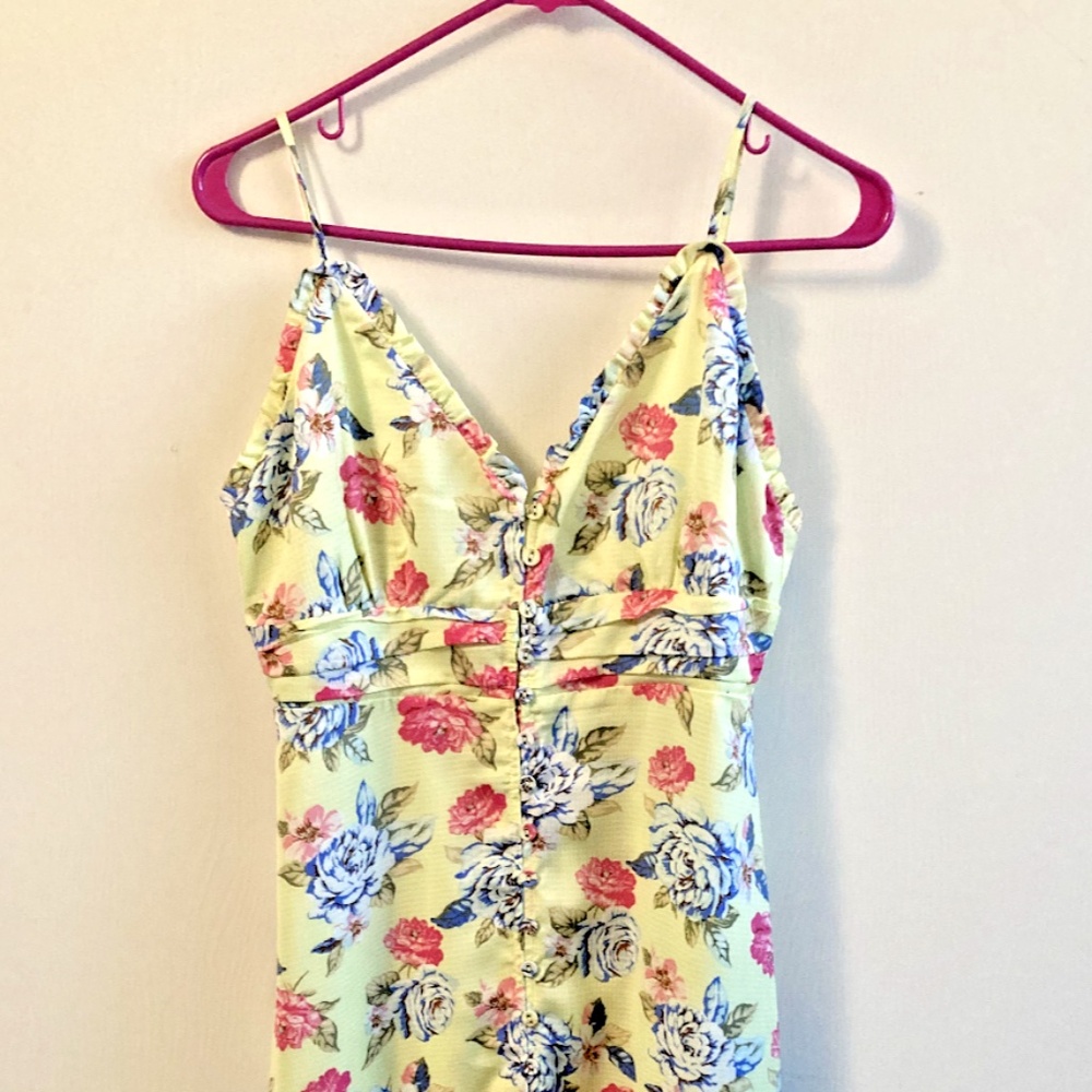 Maxi Lime Dress with Floral Print